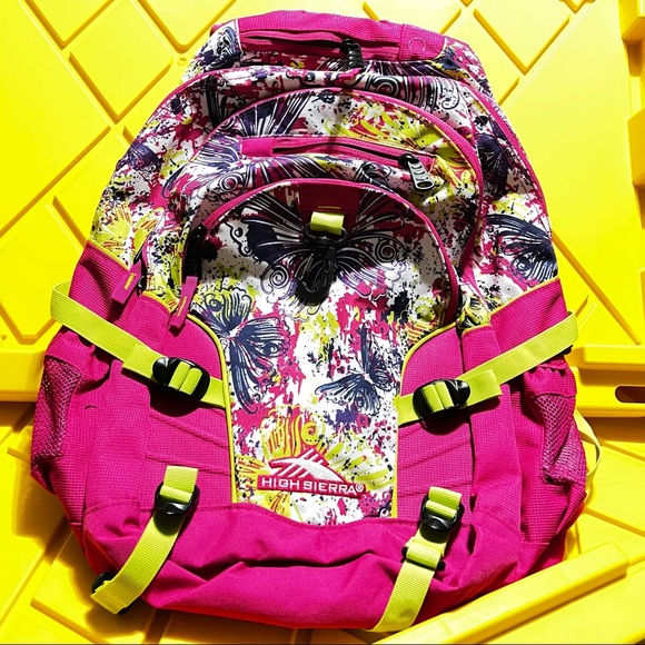High Sierra Pink Butterfly Loop Backpack - Picture 1 of 4